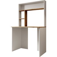 Mb Moebel - Schreibtisch mit Umbau Computertisch Bürotisch Industrie-Design Büromöbel Laptoptisch Weiss Matt und und Holz-Optik 90x149x51cm Modell von MB MOEBEL