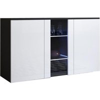 Sideboard Hängend Küchenschrank Kommode Wohnzimmerschrank 3 Türen Aufbewarungsschrank Buffet Esszimmer 120x70x40cm Modell Luke A1 Schwarz mit Weiss von LETTIEMOBILI