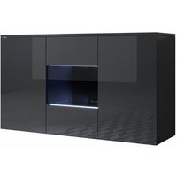 Sideboard Hängend Küchenschrank Kommode Wohnzimmerschrank 3 Türen Aufbewarungsschrank Buffet Esszimmer 120x70x40cm Modell Luke A2 Schwarz Glanz von MB MOEBEL