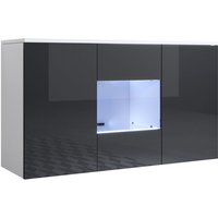 Sideboard Hängend Küchenschrank Kommode Wohnzimmerschrank 3 Türen Aufbewarungsschrank Buffet Esszimmer 120x70x40cm Modell Luke A2 Weiss mit Schwarz von MUEBLES BONITOS