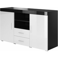 Sideboard Modern Küchenschrank Kommode Wohnzimmerschrank 2 Türen 2 Schubladen Aufbewarungsschrank Buffet Esszimmer 140x80x40cm Modell Roque Schwarz von MB MOEBEL