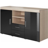 Sideboard Modern Küchenschrank Kommode Wohnzimmerschrank 2 Türen 2 Schubladen Aufbewarungsschrank Buffet Esszimmer 140x80x40cm Modell Roque Sonoma von MB MOEBEL