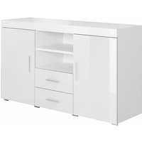 Sideboard Modern Küchenschrank Kommode Wohnzimmerschrank 2 Türen 2 Schubladen Aufbewarungsschrank Buffet Esszimmer 140x80x40cm Modell Roque Weiss von MB MOEBEL