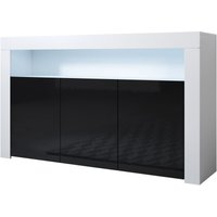 Sideboard Modern mi led Küchenschrank Kommode Wohnzimmerschrank 3 Türen Aufbewarungsschrank Buffet Esszimmer 155x91x37cm Modell Aker Weiss mit von MB MOEBEL