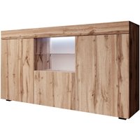 Sideboard mit LED Küchenschrank Kommode Wohnzimmerschrank Aufbewarungsschrank Buffet Esszimmer 135x72x34cm Modell Sefora Holzfarbe von MB MOEBEL