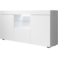 Sideboard mit LED Küchenschrank Kommode Wohnzimmerschrank Aufbewarungsschrank Buffet Esszimmer 135x72x34cm Modell Sefora Weiss Matt von MB MOEBEL