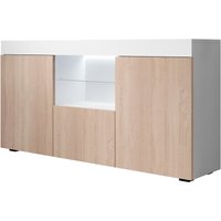 Sideboard mit led Küchenschrank Kommode Wohnzimmerschrank Aufbewarungsschrank Buffet Esszimmer 135x72x34cm Modell Sefora Weiss mit Sonoma Matt Sideboard mit led Küchenschrank Kommode Wohnzimmerschrank Aufbewarungsschrank Buffet Esszimmer 135x72x34cm Modell Sefora Weiss mit Sonoma Matt von LETTIEMOBILI
