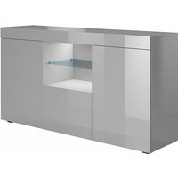 Sideboard mit led Küchenschrank Kommode Wohnzimmerschrank Aufbewarungsschrank Buffet Esszimmer 135x73x34cm Modell Sefora Grau Glanz von LETTIEMOBILI