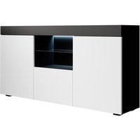 Mb Moebel - Sideboard mit led Küchenschrank Kommode Wohnzimmerschrank Aufbewarungsschrank Buffet Esszimmer 135x72x34cm Modell Sefora Schwarz mit von MB MOEBEL