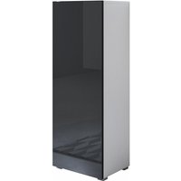 Stehende Schrank mit 2cm Füsse Hängeschrank Vitrinenschrank Vitrine Wohnzimmer 1 Tür 3 Fächer 40x128x29cm Modell Luke V1 Weiss und Schwarz Glanz von MB MOEBEL