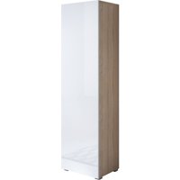 Stehende Schrank mit 2cm Füsse Hängeschrank Vitrinenschrank Vitrine Wohnzimmer 1 Tür 4 Fächer 40x167x29cm Modell Luke V4 Sonoma Matt und Weiss Glanz von MB MOEBEL