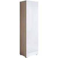 Stehende Schrank mit 2cm Füsse Hängeschrank Vitrinenschrank Vitrine Wohnzimmer 1 Tür 4 Fächer 40x167x29cm Modell Luke V4 Sonoma Matt und Weiss Glanz von LETTIEMOBILI