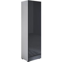 Stehende Schrank mit 2cm Füsse Hängeschrank Vitrinenschrank Vitrine Wohnzimmer 1 Tür 4 Fächer 40x167x29cm Modell Luke V4 Weiss und Schwarz Glanz von LETTIEMOBILI