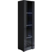 Lettiemobili - Stehende Vitrineschrank mit 2cm Füsse mit led Hängeschrank Vitrinenschrank Vitrine Wohnzimmer 1 Tür 4 Fächer 40x167x29cm Modell Luke von LETTIEMOBILI