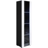 Lettiemobili - Stehende Vitrineschrank mit 2cm Füsse mit led Hängeschrank Vitrinenschrank Vitrine Wohnzimmer 1 Tür 4 Fächer 40x167x29cm Modell Luke von LETTIEMOBILI