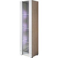 Stehende Vitrineschrank mit 2cm Füsse mit led Hängeschrank Vitrinenschrank Vitrine Wohnzimmer 1 Tür 4 Fächer 40x167x29cm Modell Luke V5 Sonma Matt von MB MOEBEL