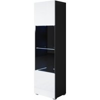 Stehende Vitrineschrank mit 2cm Füsse mit led Hängeschrank Vitrinenschrank Vitrine Wohnzimmer 1 Tür 4 Fächer 40x167x29cm Modell Luke V6 Schwarz und von MB MOEBEL