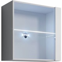 Mb Moebel - Vitrinenschrank mit led Hängeschrank Vitrine Wohnzimmer 1 Tür 2 Fächer Weiß Matt 60x60x30cm Modell Aitana Q1L von MB MOEBEL