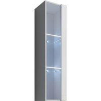 Mb Moebel - Vitrinenschrank mit led Hängeschrank Vitrine Wohnzimmer 1 Tür 3 Fächer Weiß Matt 30x120x30cm Modell Aitana O1L von MB MOEBEL