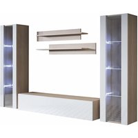 Wohnwand mit led Mediawand Möbel tv TV-Schrank Wohnzimmer Wohnmöbel Anbauwand Möbelkombination Hängend 260cm Luke 8E Sonoma Matt mit Weiß Glanz Wohnwand mit led Mediawand Möbel tv TV-Schrank Wohnzimmer Wohnmöbel Anbauwand Möbelkombination Hängend 260cm Luke 8E Sonoma Matt mit Weiß Glanz von MB MOEBEL