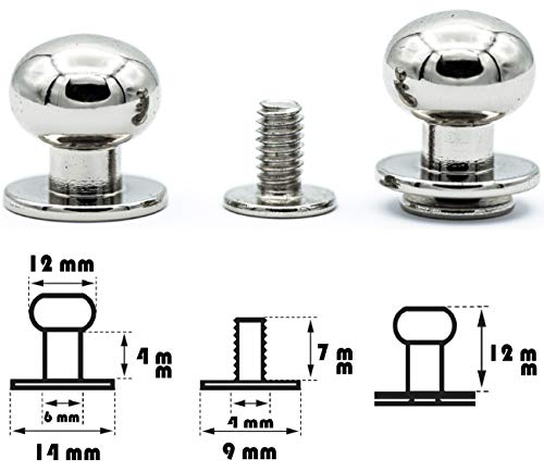 My Belt - 20 Stück Kopfnieten mit Schraubverschluss 12mm / Pilzkopfniete Silber, Knopfniete zum Anschrauben, Beiltaschenknopf von MB MY BELT