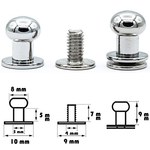 My Belt - 4 Stück Kopfnieten mit Schraubverschluss 8mm / Pilzkopfniete Silber, Knopfniete zum Anschrauben, Beiltaschenknopf My Belt - 4 Stück Kopfnieten mit Schraubverschluss 8mm / Pilzkopfniete Silber, Knopfniete zum Anschrauben, Beiltaschenknopf von MB MY BELT