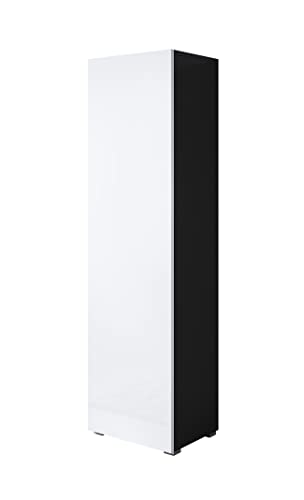 MB Muebles Bonitos | Vitrinenschrank Luke V4 | Breite 40 x Höhe 167 x Tiefe 29 cm | Glänzendes Melamin | Mit Standardfüße | Schwarz und Weiß von MB Muebles Bonitos