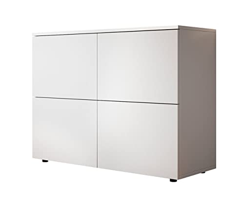 MB Muebles Bonitos | Wohzimmer Esszimmer Schrank Möbel Sideboard Modell Zoel | Breite 90 x Höhe 68 x Tiefe 34 cm | Mattes Melamin | 4 Türen | Weiß von MB Muebles Bonitos