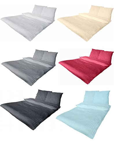 Bettwäsche Doppelpack 4 teilig luxuriöse Hotel DAMAST Weiss Mako Satin Baumwolle Premium 2X 135x200 cm + 2X 80x80 cm Kissenbezug mit Reißverschluss von MB Warenhandel24