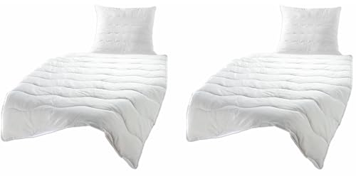 Bettdecke 135x200 und Kopfkissen Set Bettenset Bettwarenset 80x80 Steppbettdecke 135x200 Ganzjahresdecke - 60° waschbar Schlafdecke 135x200 Duvet 135x200 Zudecke (2x 135x200 cm + 2x 80x80 cm Comfort) von MB Warenhandel24