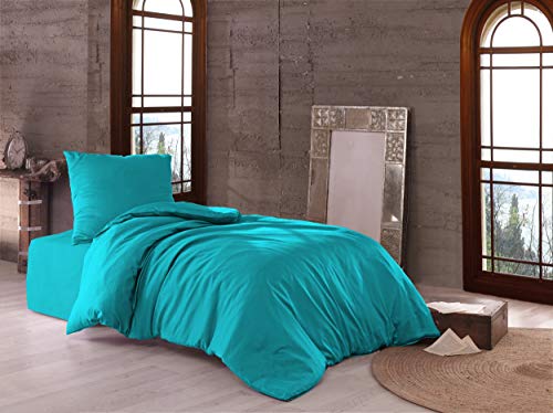 Bettwäsche Doppelpack 4 teilig luxuriöse Hotel Mako Satin Baumwolle Premium 2X 135x200 cm + 2X 80x80 cm Kissenbezug Petrol mit YKK Reißverschluss Bettwäsche Doppelpack 4 teilig luxuriöse Hotel Mako Satin Baumwolle Premium 2X 135x200 cm + 2X 80x80 cm Kissenbezug Petrol mit YKK Reißverschluss von MB Warenhandel24