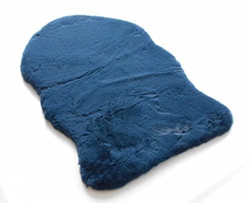 Hasenfell im Lammfell Format Fell Teppich Imitat Kunstfell Auflage Bettvorleger Schaf Lamm ca. 55x80 cm Blau von MB Warenhandel24
