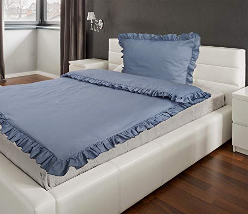 MB Warenhandel24 2-Teilige hochwertige Renforcé-Bettwäsche RÜSCHEN Blau 1x 135x200 Bettbezug + 1x 80x80 Kissenbezug MB Warenhandel24 2-Teilige hochwertige Renforcé-Bettwäsche RÜSCHEN Blau 1x 135x200 Bettbezug + 1x 80x80 Kissenbezug von MB Warenhandel24