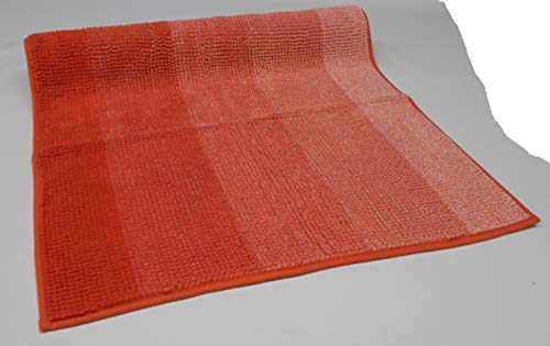 MB Warenhandel24 Badematte Badvorleger Badteppich Designer Grafik oder Farbverlauf Uni einfarbig 4 Größen 2 Varianten (Chenille Shaggy Orange, ca. 50x80 cm) von MB Warenhandel24