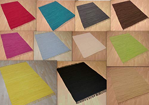 MB Warenhandel24 Handwebteppich Fleckerlteppich gestreift 100% Baumwolle Handweb Teppich Fleckerl Waschbar NEU (ca. 140x200 cm, Tonal Blau gestreift) von MB Warenhandel24