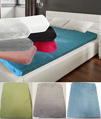 Spannbettlaken Winter Warm Bettlaken Teddy Plüsch Weich Nicki Fleece Kuschelig Flauschig Cashmere Touch (Blau, ca. 140x200 cm - 160x200 cm) von MB Warenhandel24