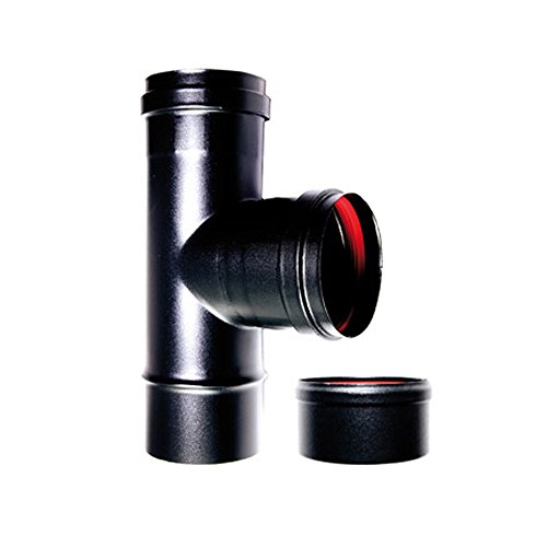 Kessel T-Stück 90 ° fm-f DN 80 mmsmaltato 600 Grad Pelletofen Holz schwarz Rohr EC Made in Italy von MB