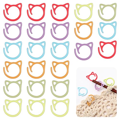 MBAIYO 24 Stück Maschenmarkierer Stricken, Metall Locking Stitch Maschenmarkierer Häkeln Bunt Häkelmarkierer Häkelzubehör Häkelmarkiererringe Verriegeln Nadelmarkierer Für Stricken Häkeln oder Basteln von MBAIYO