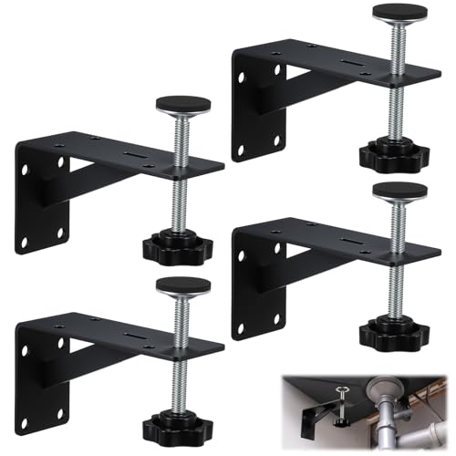 MBAIYO 4 schwarze Unterbau-Waschbeckenhalterungen, verstellbare Unterbau-Spüle, Reparatur-Set für schmale Schränke, robuste Edelstahl-Halterung MBAIYO 4 schwarze Unterbau-Waschbeckenhalterungen, verstellbare Unterbau-Spüle, Reparatur-Set für schmale Schränke, robuste Edelstahl-Halterung von MBAIYO