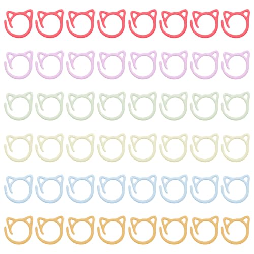 MBAIYO 48 Stück Maschenmarkierer Stricken, Metall Locking Stitch Maschenmarkierer Häkeln Bunt Häkelmarkierer Häkelzubehör Häkelmarkiererringe Verriegeln Nadelmarkierer Für Stricken Häkeln oder Basteln von MBAIYO