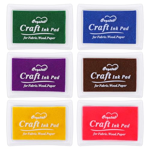 MBAIYO Stempelkissen Bunt, 6 Farben Ungiftig Abwaschbar Fingerstempelfarbe Kinder 7,5 x 5,5 cm Fingerabdruck Set Farbe Stamp Tinte für Silikonstempel Scrapbook Papier Handwerk DIY von MBAIYO