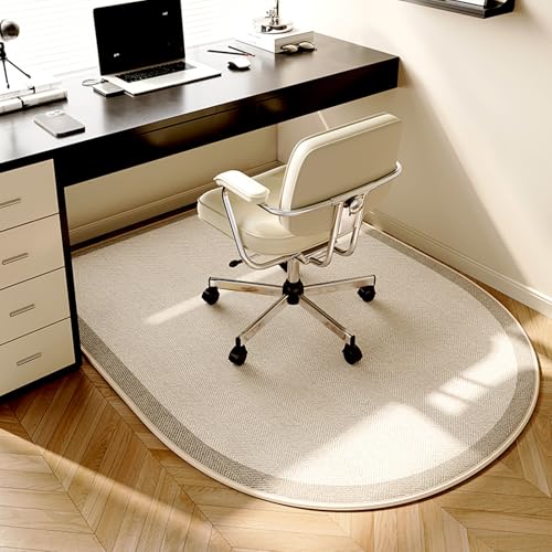 Bodenschutzmatte Bürostuhl Teppich Bürostuhl Unterlage Gleitfreudig FußBodenschutz Gebogen rutschfeste und Kratzfeste Stuhlunterlage für zu Hause und im Büro(Beige (F),90x120cm) von MBBTAG