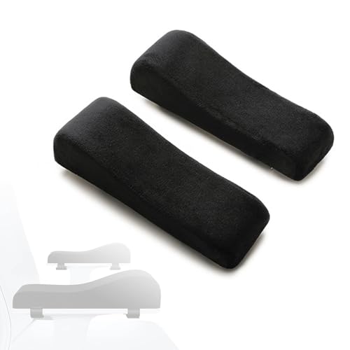 MBBTAG Armlehnen Polster Bürostuhl Gaming Stuhl Ergonomische Armlehnenpolster Memory-Schaum Armlehnen Pads mit Verstellbaren Riemen für Bürostuhl und Gaming Stuhl(Schwarz) von MBBTAG