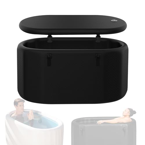 MBBTAG Eisbadewanne aufblasbar mit Deckel, Eisfass für Erwachsene, Tragbare Eisbad Tonne für Athleten und Sportler, Kältetherapie für Innenbereich und Outdoor(Schwarz,180x80x75cm) von MBBTAG