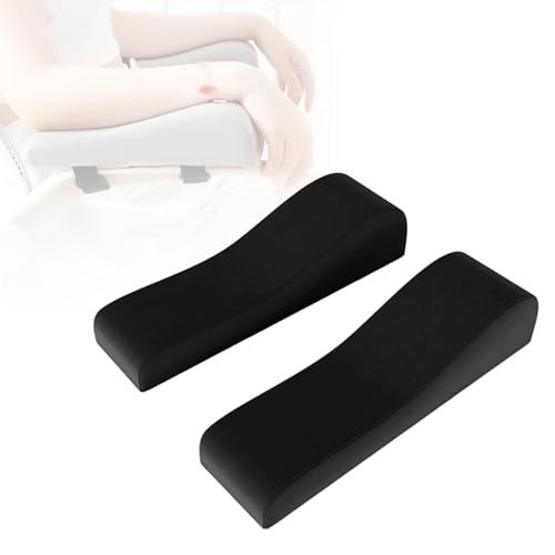 MBBTAG Ergonomische Armlehnen Polster aus Schaum, Stuhl Armlehne Kissen, Weiches Ellbogenkissen mit Anti-Rutsch Gurt für Bürostuhl und Gamer Stuhl Langzeitnutzung(Schwarz) von MBBTAG
