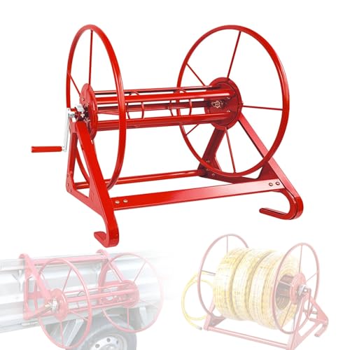 MBBTAG Schlauchaufroller mit Handkurbel Robuster Metallrahmen Fahrbare Schlauchtrommel Wandhalterung Inklusive Kompakte Aufbewahrung Verhindert Verwicklungen(47x39x53cm) von MBBTAG