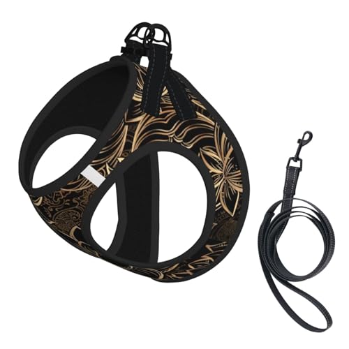 Boho Gold Lotus Flowers Print Harness Leash Set For Cats And Dogs, Reflective Adjustable, Soft Breathable Mesh Vest With Ausbruchsichere Leine, Für Kleine Haustiere Und Kätzchen Welpen Boho Gold Lotus Flowers Print Harness Leash Set For Cats And Dogs, Reflective Adjustable, Soft Breathable Mesh Vest With Ausbruchsichere Leine, Für Kleine Haustiere Und Kätzchen Welpen von MBCbjg