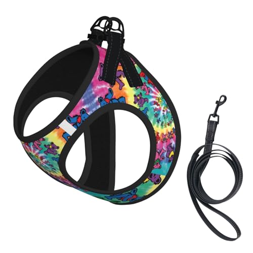 Dancing Thanksgiving Hundegeschirr mit Bären-Aufdruck, für Katzen und Hunde, reflektierend, verstellbar, weich, atmungsaktiv, Netzweste mit ausbruchsicherer Leine, für kleine Haustiere und Kätzchen von MBCbjg