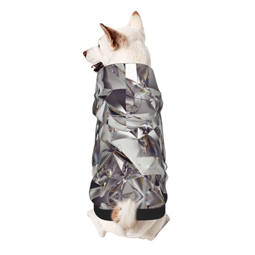 Hunde-Kapuzenpullover für kleine Hunde, glitzernd, abstraktes Rauten-Kristallmuster, warm, weich und atmungsaktiv, leicht zu tragen, Winter-Wettermantel für Haustiere von MBCbjg
