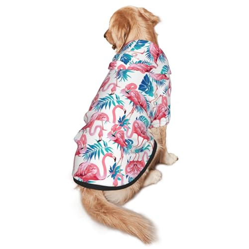 Hunde-Kapuzenpullover mit Flamingo-Vogelmotiv, für mittelgroße bis große Hunde, warm, weich, atmungsaktiv, leicht zu tragen, für Winter und Herbst, Haustiermantel von MBCbjg